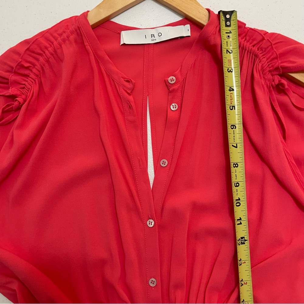 IRO Nima Sleeveless Ruched Hot Coral Dress 40 US 8 - Picture 11 of 16